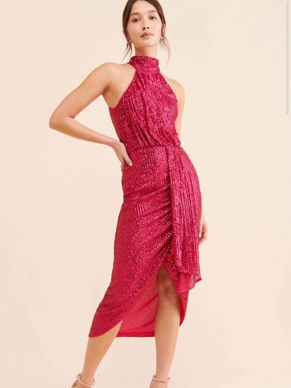 Saylor high neck sequin midi dress